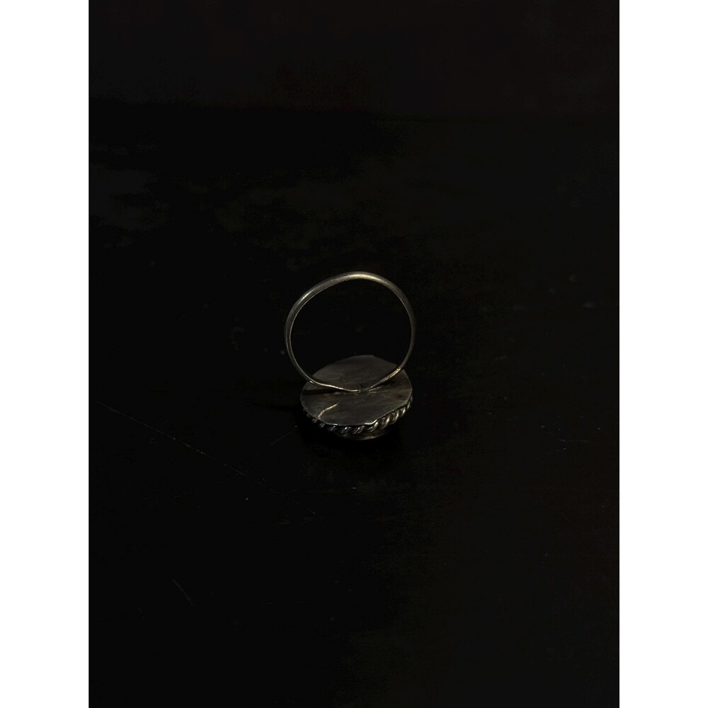 Vintage Native American High Matrix Turquoise Sterling Ring Size 4.5 - Picture 7 of 12